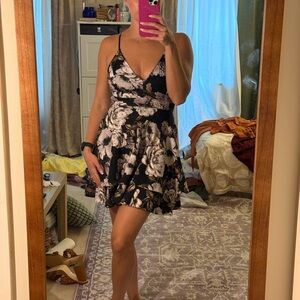 Floral Black and White Women's Dress